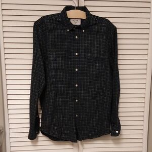 Portuguese Flannel Dark Blue Plaid Button Down Shirt